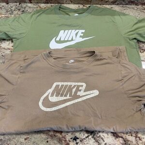 Nike Olive Green & Brown Logo T-Shirts